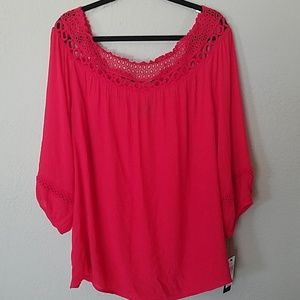AGB off shoulder crochet top